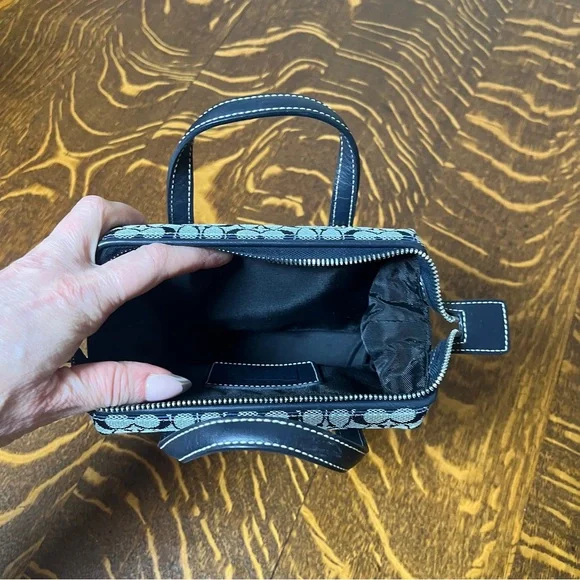 Coach Rare Y2K Early 2000’s Navy and Gray Signature Mini Top Handle Satchel